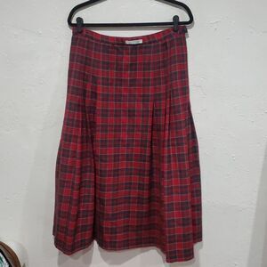 Vintage Pendleton Plaid Pleated Wool Midi/Maxi Skirt Size 14